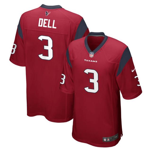 Men's Houston Texans #3 Tank Dell Red Football Stitched Game Jersey